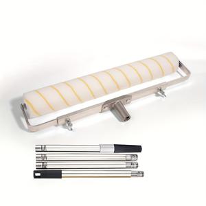 TEMU 18인치 조절 가능한 알루미늄 합금 프레임, 노란색 줄무늬 롤러 및 연장봉이 포함된 페인트 롤러 세트 - 대형 면적 도장 도구, 홈 수리용