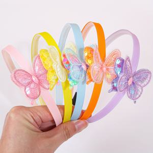 TEMU 5개의 귀여운 스팽글 나비 머리띠, 데일리 스타일링을 위한 이중 레이어 나비 헤어 장식