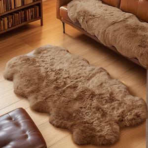 TEMU 고급스럽고 편안한 인조 울 카펫, 침실용 플러시 스웨이드 러그, 미끄럼 방지 복도 카펫 (가정용), 침대 옆 긴 플러시 매트, 거실 러그, 애완 동물 매트, 다양한 크기로 제공