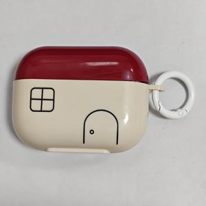 TEMU 심플하고 귀여운 레드 하우스 블랙 라인 윈도우 디자인 for AirPods 1, 2, 3, 4 Pro & Pro 2 이어폰 케이스, 사랑스러운 패턴의 휴대용 내구성 이어버드 커버