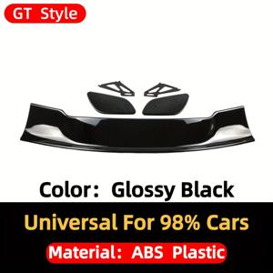 TEMU 유니버설 자동차 GT 스타일 리어 윙, 145Cm 알루미늄 지지대, ABS 소재, 드릴 설치 리어 스포일러 및 스테빌라이저