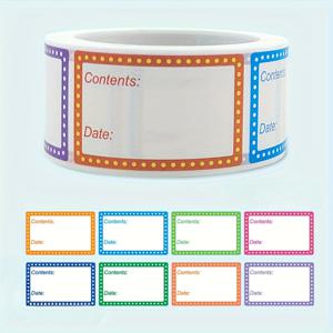 TEMU 냉동고에 안전한 접착 라벨 500개 롤. 날짜 및 이름을 위한 공간이 있는 식품 보관용으로 디자인되었습니다. 제거가 용이하며 주방 병 및 용기에 정리하기에 완벽합니다.