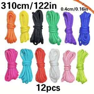 TEMU 다기능 12색 로프 세트 - 각 조각 길이 3.11미터, 팔찌, 스트랩, 강아지 목걸이 및 야외 장비에 적합
