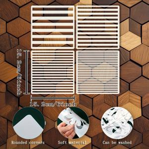 TEMU 4개 세트 스텐실, 6*6인치(15.2*15.2cm) 기하학적 줄무늬 스텐실, 네 가지 다양한 디자인. DIY 공예용 홀보드, 홈 , 의류, 나무, 캔버스, 벽 장식에 적합