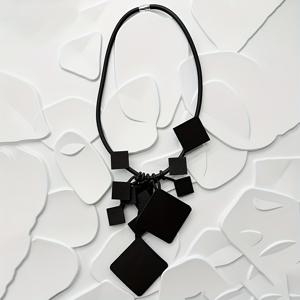 TEMU 1개 고딕 빈티지 마름모 액세서리 손 매듭 블랙 목걸이, 개인 맞춤형 다용도 디자인 여성 패션 목걸이, 모든 계절에 적합, 캐주얼 바캉스 추가, 힙합 스타일, 마름모 액세서리 숏 목걸이 스타일리시한 얇은 로프