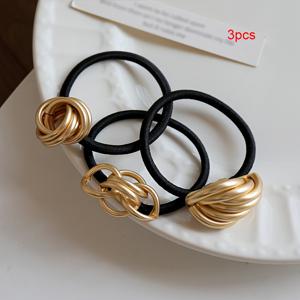 TEMU 우아한 메탈 기하학적 헤어 타이 3개 세트, 쿨 스타일 포니테일 홀더, 정교한 고급 헤어 액세서리, 패셔너블하고 활용도 높은 헤어 밴드, 어머니의 날, 신학기 시즌, 추수감사절, 크리스마스, 카니발 휴일 선물