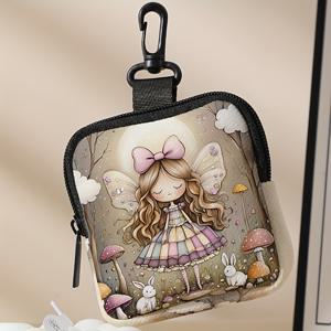 TEMU 꿈결 패턴 프린트 - 가벼운 지퍼 코인 지갑, 이어폰, 소액 동전, 카드, 열쇠 보관에 완벽