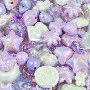 TEMU 약 120G의 20개 혼합 보라색 비즈 세트. 다양한 스타일과 큰 구멍 특징. 목걸이, 폰 체인, 헤어 장식, 의류 장식, 펜 장식 및 주얼리 용품 제작에 적합.