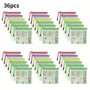 TEMU 6/12/24/36개 멀티컬러 메쉬 지퍼백, B8 사이즈, 내구성 PVC, 끈 & 손잡이 포함 - 여행, 학교, 사무용품, 크로스 스티치 & 퍼즐 보관에 이상적인 지퍼 파우치