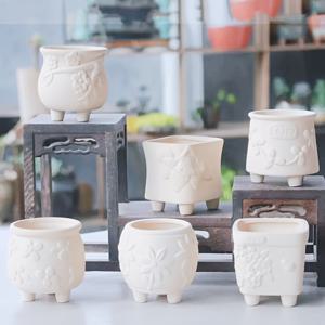 TEMU 6개 DIY 비소성 세라믹 엄지 화분, 양각 소형 꽃 창의적인 수작업 핸드페인팅 입체 미니 화분, 통기성 있는 받침대 포함, 실내외 사용 가능, 이상적인 가정 및 사무실 정원 장식, DIY 탁상용 식물 키트
