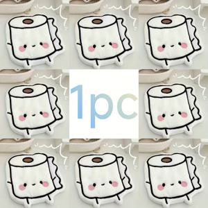 TEMU 귀여운 만화 화장지 디자인의 두꺼운, 흡수성, 매우 부드러운 폴리에스터 핸드 타월 1개입. 현대적인 주방 및 욕실에 적합하며, 크기는 23.5X250.09Cm 및 22.0X22.0Cm입니다. 손세탁만 가능하며 욕실 사용에 이상적입니다.