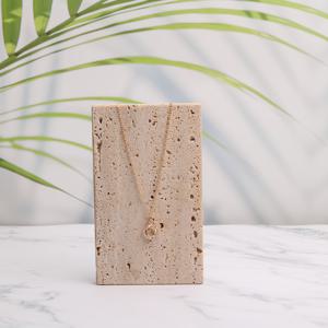 TEMU 일상적인 사용을 위한 베이지색 석재 수납 트레이, 천연 트라베르틴 대리석 보석 디스플레이 및 사진 촬영 소품으로 적합