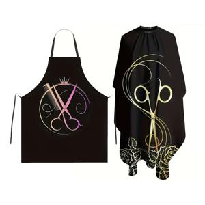 TEMU 2개 세트 (숄 및 앞치마) 미용 도구/미용 망토/미용 앞치마/가위 패턴, 간편하고 패셔너블/미용실 및 개인 관리에 적합/모든 헤어스타일에 적합