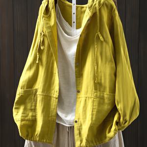 TEMU 플러스 사이즈 - 플러스 사이즈 - 드로스트링 밑단 셔츠, 여성을 위한 루즈하고 캐주얼한 재킷으로, 다용도이며 젊고 아름답습니다.