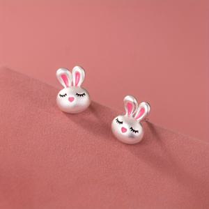 TEMU 2개 세트 귀여운 핑크 드립 글루 토끼 귀걸이 - 스타일리시한 동물띠 액세서리, 웨딩 브라이즈메이드 선물 또는 여름 해변 휴가용