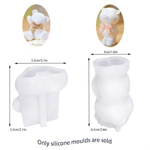 TEMU 레진 실리콘 몰드 / 미니 곰돌이 실리콘 몰드 2개 / Goodbye Little Bear 몰드 / 향기로운 Little Bear 몰드 / 양초, 석고 장식품 제작 가능 / 홈 데코 및 정원 장식 / 선물 / 곰돌이 선물 / 아름답고 귀여운 곰돌이 세트