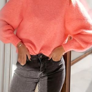 TEMU 인기 캔디 컬러 스웨터 여성용 가을/겨울 캐주얼 다용도 루즈 라운드넥 따뜻한 니트