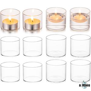 TEMU 12개 유리 티라이트 캔들 홀더, 센터피스, 캔들라이트 디너 소품, 호텔 장식, 레스토랑 저녁 분위기 캔들 홀더 장식품, 허리케인 캔들 홀더, 플로팅 캔들 홀더, 투명 유리 원통형 캔들 홀더