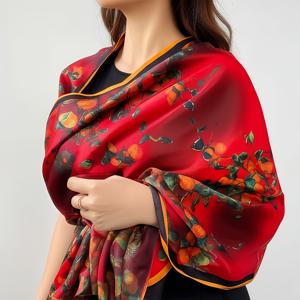 TEMU 실크 롱 숄 | 여성용 라지 사이즈 우아한 실크 스카프, 모든 계절에 적합, 따뜻함, 투인원 디자인, 새틴, 다기능, 외출 및 홈 데코레이션에 적합, 헤어 스카프, 시즌 액세서리, 우아한 스타일, 부드러운 질감