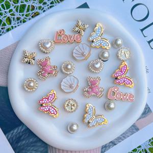 TEMU 22개 골든 핑크 곰 레터 별 슬리퍼 비치 슈즈 가든 슈즈 DIY 액세서리 장식품