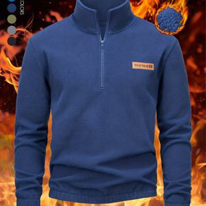 TEMU 남성용 세련되고 편안한 탑, 하프 오픈 넥라인 지퍼와 브랜드 프린트 라벨, 스몰 스탠드업 칼라 디자인, 편안하고 내구성 좋음. 남성용 가볍고 편안한 긴팔 셔츠, 남성용 방한 보온 스탠드업 칼라 풀오버, 남성용 피부 친화적이고 유연한 하프 오픈 스탠드업 칼라 스웨트셔츠. 야외 활동, 데일리웨어, 캐주얼 외출, 도시 산책, 파티 및 기타 행사에 적합