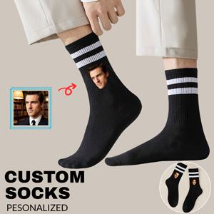 TEMU 맞춤형 커플 얼굴 양말 1켤레 - 재미있는 사진 디자인의 개인 맞춤형 미드 튜브 양말, 발렌타인데이, 생일 및 특별한 날을 위한 완벽한 선물, 로맨틱 선물 양말 | 맞춤 사진 양말 | 튼튼한 니트 양말