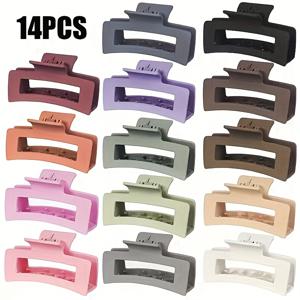 TEMU 14개입 신상 헤어 클립, 우아한 상어 클립 업스타일, 뒷머리 헤어 그립