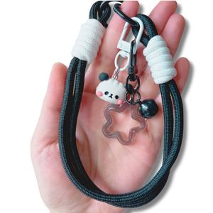 TEMU 튼튼한 휴대폰 케이스 직조 손목 스트랩, 범용 클립형 넥 스트랩, 브레이드 핸드 스트랩, 판다 디자인, 쇼핑 분실 방지 액세서리