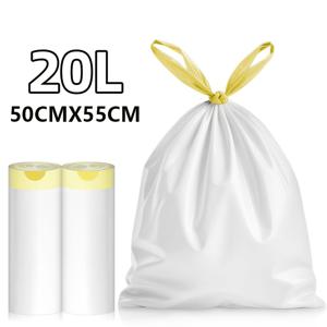 TEMU 20L 드로스트링이 있는 찢어짐 방지 쓰레기 봉투, 휴대용으로 가정용으로 적합합니다. 두껍고, 누수 방지 및 찢어짐 방지 기능으로 손이 더러워지지 않습니다. 주방, 욕실, 거실, 사무실의 15-20리터 쓰레기통에 적합합니다.