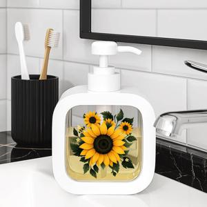 TEMU 생기 넘치는 노란 리필 가능한 액체 비누 디스펜서 - 귀여운 핸드 솝 & 로션 펌프 병, 니켈 프리 플라스틱, 주방 싱크대 & 욕실용 - 위생적인 리필 시스템 (일회용 아님) - DIY용 장식용