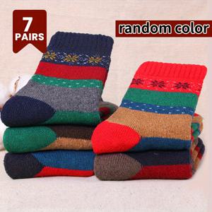 TEMU 여성용 겨울 겨울용 보온 통增加厚度 양말 7켤레, 테리 중목 양말, 빈티지 디자인, 매우 부드러움, 혹한기 실내외용