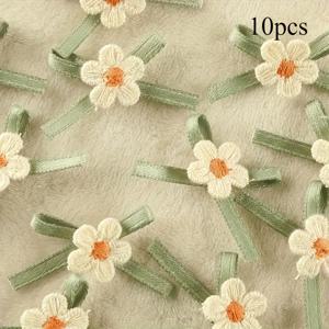 TEMU 수제 새틴 리본 꽃 보우 10개 세트 - 의류 장식, 드레스 수선, 헤어 장식 및 공예 프로젝트용 패브릭 아플리케. 크리스마스, 할로윈, 축제, 생일 선물, 스타일리시한 아이템으로 적합, 'The I Turned Pretty'