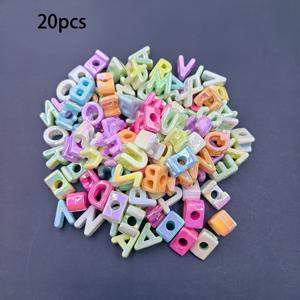 TEMU 수제 팔찌, 폰 체인, 키체인 장식용 혼합 색상 숫자 및 문자 비즈 20개입