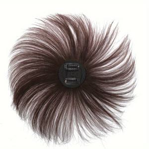 TEMU 100% 인간 머리카락 토퍼 경량 헤어피스 여성용 투명 헤어 익스텐션, 머리카락이 희어진 여성을 위한 클립인 헤어피스, 8인치 투명 인모 토퍼, 다크 브라운 및 블랙 색상