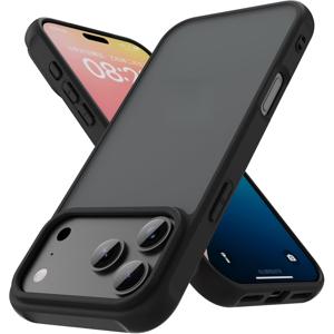 TEMU 아이폰 17/17 프로/17 에어/17 프로 맥스용 매트 스킨 필 폰 케이스, 충격 방지 보호 하드 쉘 울트라 씬 커버, 무광 반투명 뒷면 및 지문 방지 - 블랙