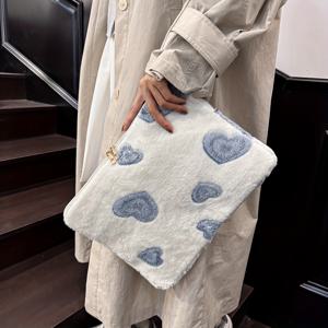 TEMU 1개 복숭아 하트 스타일 플러시 노트북 슬리브, 10/11인치 아이패드, 13/14인치 맥북 & .6인치 노트북용, 랜덤 패턴 위치