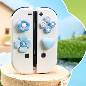 TEMU 닌텐도 스위치 왼쪽 & 오른쪽 컨트롤러 Joy-Con 스티커 - 귀여운 플로럴 & 하트 디자인, 내구성이 뛰어난 실리콘 키캡 커버, 생생한 색상
