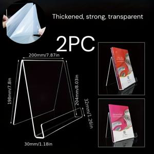 TEMU A6/A5/A4 사이즈 고하중 강화 투명 아크릴 책받침대 겸 진열대. 상업 전시장, 사무실, 학교, 도서관, 가정 서재 책상 장식용. 휴대폰, 태블릿, 책, 노트북, 잡지, 광고 브로셔 진열 가능