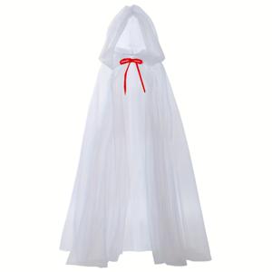 TEMU 화이트 크리스마스 망토 - 파티 드레스, 페스티벌 사진 촬영 의상, 세탁기 사용 가능한 페스티벌 의상, 크리스마스, 겨울 축제 및 어시스턴트 캐릭터에 적합, 계절 드레스, 편안한 소재, 내구성 있는 제작