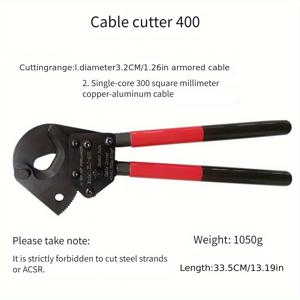TEMU 인체공학적 핸들이 장착된 강력 케이블 커터 & 라쳇 와이어 커터 - 알루미늄, 최대 400mm² 멀티 코어 케이블용 전문가용 케이블 커터