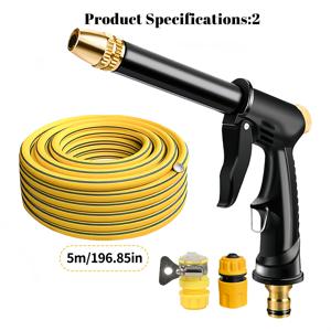 TEMU 1/4개 - 다기능 고압 워터 건 세트 | 호스 포함 - 플러그 앤 플레이 고압 워터 건 - 4가지 물 흐름 모드 자유 전환 가능 - 마당, 창문, 세차, 애완동물 목욕 등 청소에 적합