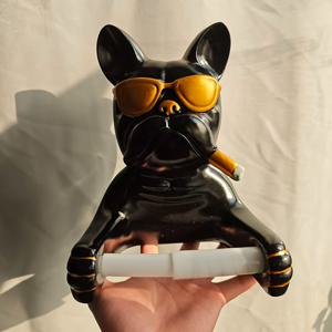 TEMU 1개 프렌치 불독 모양 벽걸이 티슈 홀더 - 레진 재질, 금속 튜브 불필요, 욕실 장식 및 수납에 적합, 화장지 보관 용기