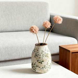 TEMU 1개 그린 및 베이지 빈티지 꽃병, 수제 세라믹 꽃병, 홈 데코, 거실, 책장, 사무실에 적합, 최고의 크리스마스 선물 및 새 집 선물, 수제 장식, 완벽한 선물 홈 데코 필수품!