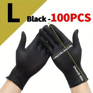 TEMU 100개입 검정색 일회용 니트릴 장갑 - 재질 - 청소, 미용실, 매니큐어, 애완동물 목욕, 욕실용 - 높은 탄성 니트릴 재질 - 청소용 (100개입)