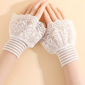 TEMU 여성을 위한 레이스 메시 속이 빈 코바늘 뜨개질 슬리브 커프스 한 쌍, 플레어 레이스 엣지 특징, 결혼식, 생일, 기념일 및 크리스마스 장식에 적합, 여성용 특별한 날 장갑
