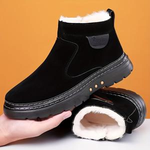 TEMU 새로운 겨울용 핸드스티치 남성 신발, 추운 겨울에 적합, 미끄럼 방지, 고품질, 내구성 강화, 두꺼운 안감, 따뜻하고 편안한 남성 스노우 부츠