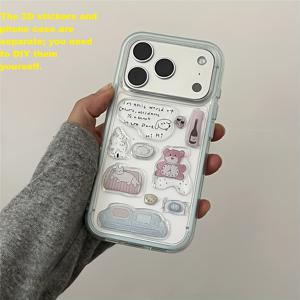 TEMU 휴대폰 케이스 - 귀여운 여학생 테마 투명 컬러 엣지 폰 케이스 (스티커 포함), 아이폰 17/17 Air/17 Pro/17 Pro Max/16/15/14/13/12/11 Pro Max/Plus 등에 적합합니다. 인기 있는 생일 및 비즈니스 선물로 좋고, 내구성이 뛰어납니다.