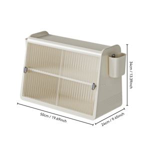 TEMU 세련되고 우아한 투명 방진 수납 랙. 물컵, 티컵, 커피 머그홀딩을 위해 디자인되었으며, 양쪽에 수납 상자와 도어가 특징입니다. 다용도 랙