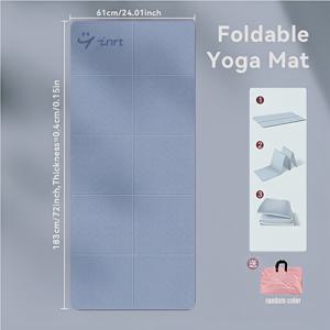 TEMU [미끄럼방지 접이식 요가 매트] INRT 접이식 요가 매트, 미끄럼방지, 방수, 초경량, TPE 소재 | 단색, 핑크/블루/퍼플, 요가, , 피트니스 트레이닝, 사무실 낮잠, 가정용에 이상적