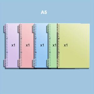 TEMU A5 누락지 바인더 커버 5개 세트, 튼튼한 도톰한 고리형 바인더 커버, 공고지 노트북 보관용 코일링 단색 커버, 5가지 색상 선택 가능, 빈티지 및 모란디 색상 팔레트, 책 표지, 노트북 재킷 커버, 다이어리 커버, 리필형 누락지 다이어리, 사무용품에 적합